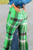 Purple Street Plaid Boot Cut Mid Waist Bottoms