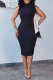 Black Fashion Casual Solid Patchwork O Neck Sleeveless Dress