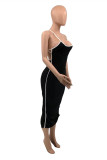 Purple Fashion Sexy Solid Backless Spaghetti Strap Sleeveless Dress Dresses