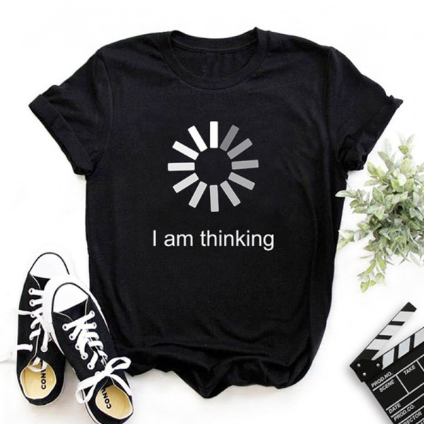 Black Fashion Casual Print Basic O Neck Tops