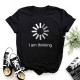 Black Fashion Casual Print Basic O Neck Tops