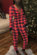 Red Sexy Plaid Patch V Neck Skinny Jumpsuits