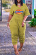 Light Green Fashion Casual Print Pocket V Neck Short Sleeve Regular Jumpsuits