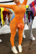 Orange Fashion Sexy Solid Hollowed Out See-through Turtleneck Long Sleeve Two Pieces