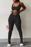 White Fashion Active adult Ma'am Patchwork Solid Two Piece Suits pencil Sleeveless Two Pieces