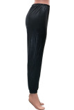 Black Street Solid Skinny Mid Waist Pencil Bottoms