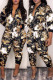 Black Fashion Casual Print Basic Zipper Collar Long Sleeve Two Pieces