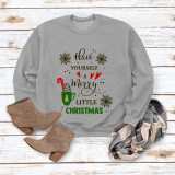 Grey Casual Letter Print Patchwork O Neck Tops