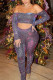 Purple Sportswear Solid Bateau Neck Long Sleeve Two Pieces
