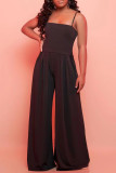 Apricot Sexy Casual Solid Backless Spaghetti Strap Sleeveless Two Pieces