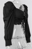 Red Sexy Casual Solid Backless Strap Design Square Collar Tops