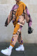 Orange Fashion Casual Print Basic Hooded Collar Long Sleeve Two Pieces