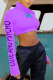Purple Street Print Patchwork Turtleneck Tops