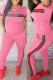 Pink Fashion Patchwork Basic O Neck Short Sleeve Two Pieces