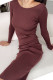 Brownness Sexy Solid Chains Backless Boat Neck Straight Dresses