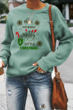 Grey Casual Letter Print Patchwork O Neck Tops