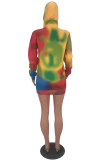 Multi-color O Neck asymmetrical Print Print Long Sleeve Sweats & Hoodies