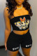 Multicolor Sexy Casual Print Backless Spaghetti Strap Sleeveless Two Pieces