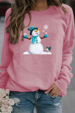 Red Casual Snowman Printed Draw String O Neck Tops