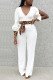 White Fashion Sexy Solid Patchwork Backless Long Sleeve Two Pieces