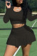 Black Casual Sportswear Solid Basic O Neck Long Sleeve Two Pieces