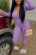 Purple Street Solid Split Joint Mandarin Collar Skinny Jumpsuits