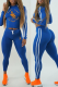 Blue Sexy Casual Print Patchwork Hooded Collar Long Sleeve Two Pieces