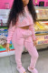 Pink Casual Print Patchwork Hooded Collar Long Sleeve Regular Sleeve Regular Two Pieces