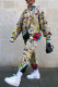 Multicolor Casual Print Patchwork Hooded Collar Long Sleeve Two Pieces