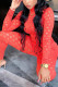 Red Fashion Sexy Solid Hollowed Out See-through Turtleneck Long Sleeve Two Pieces