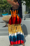 Multicolor Fashion Sexy Print Vests U Neck Sleeveless Two Pieces