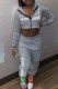 Grey Street Letter Hooded Collar Long Sleeve Two Pieces
