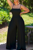 Apricot Sexy Casual Solid Backless Spaghetti Strap Sleeveless Two Pieces