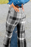 Purple Street Plaid Boot Cut Mid Waist Bottoms