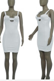Yellow Sexy Solid Hollowed Out Patchwork Backless Asymmetrical Collar Pencil Skirt Dresses