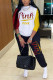 Yellow Fashion Casual Letter Print Patchwork O Neck Long Sleeve Two Pieces