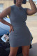 Grey Fashion Casual Solid Basic O Neck Sleeveless Two Pieces