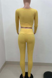 Pink Fashion Casual Solid Bandage O Neck Long Sleeve Two Pieces