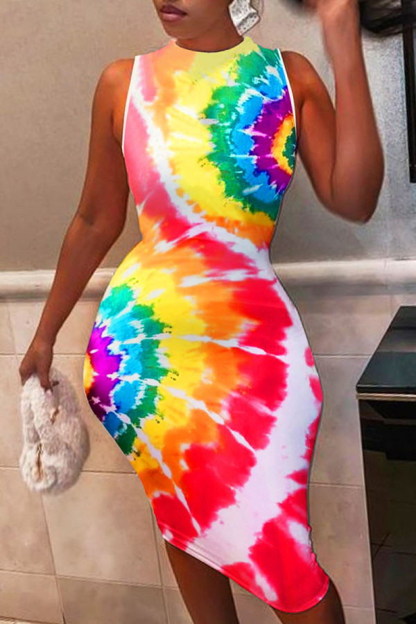 Colour Daily Print Patchwork O Neck A Line Dresses