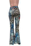 Leopard Print Casual Leopard Patchwork Boot Cut Mid Waist Speaker Bottoms