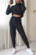 Black Casual Solid Patchwork O Neck Long Sleeve Two Pieces