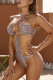 Leopard Print Sexy Print Leopard Bandage Backless Swimwears