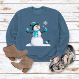 Red Casual Snowman Printed Draw String O Neck Tops