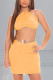 Yellow Sexy Solid Patchwork Halter Sleeveless Two Pieces