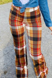 Purple Street Plaid Boot Cut Mid Waist Bottoms