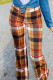 Yellow Street Plaid Boot Cut Mid Waist Bottoms