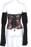 Grey Street Print Patchwork Strapless Tops
