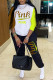 Fluorescent Green Fashion Casual Letter Print Patchwork O Neck Long Sleeve Two Pieces
