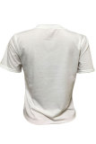 White O Neck Short Sleeve Print Tees & T-shirts