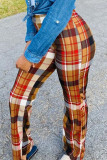 Purple Street Plaid Boot Cut Mid Waist Bottoms